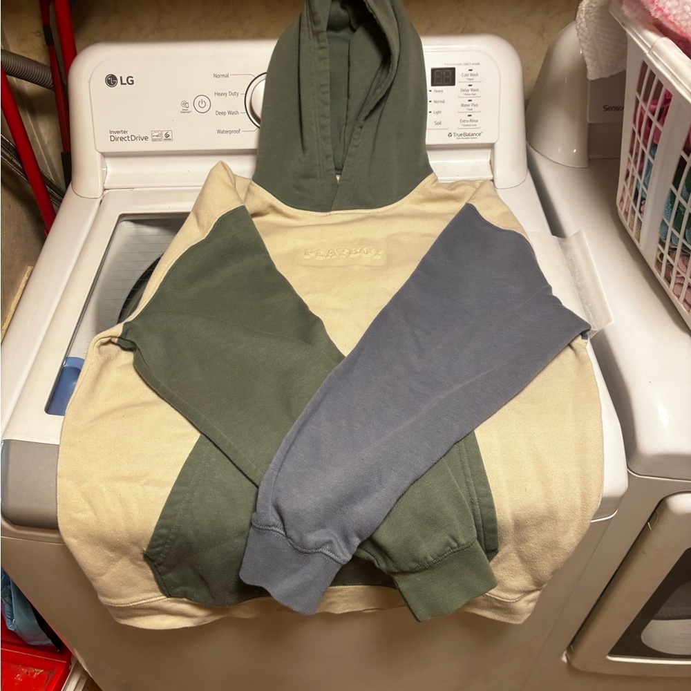 Playboy Hoodie in Green and Cream